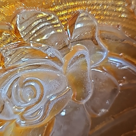 Imperial Carnival Glass Roses Relief Orange 9 Inch Bowl - Picture 8 of 9
